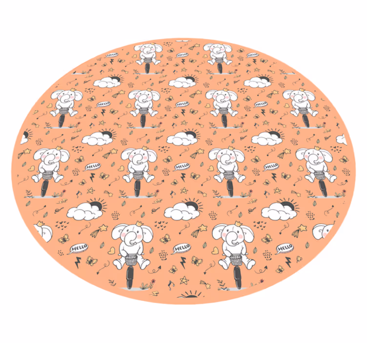 Vrolijk olifanten thema vinyl tapijt kind - TenStickers