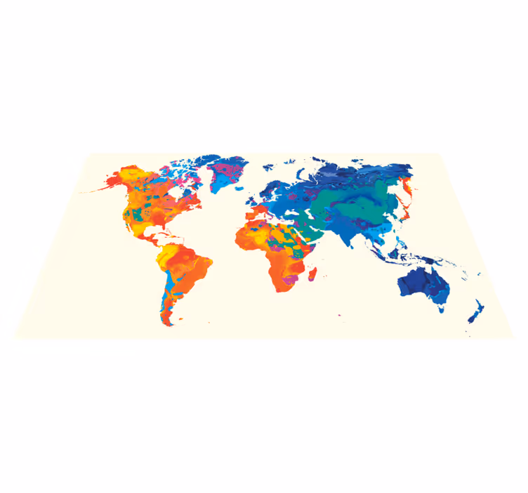 Vinyl tapijt wereldkaart levendige wereldatlas - TenStickers