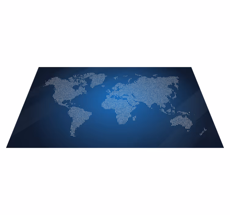 Blauw grafisch ontwerp vinyl tapijt wereldkaart - TenStickers
