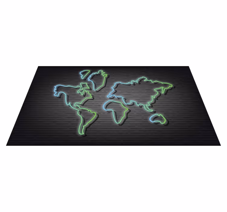Neon omtrek vinyl tapijt wereldkaart - TenStickers
