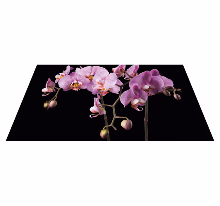 Vinyl tapijt Orchidee zwarte achtergrond - TenStickers