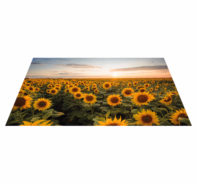 Zonnebloemveld sereniteit vinyl tapijt bloemen en planten - TenStickers