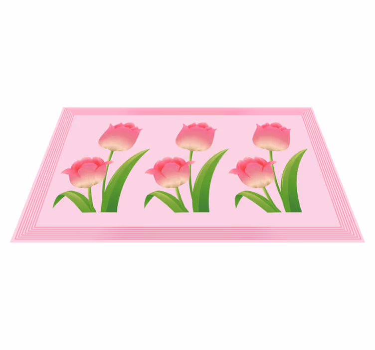 Roze tulpendisplay vinyl tapijt bloemen en planten - TenStickers