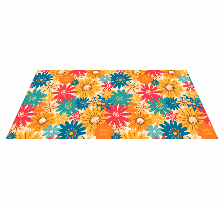 Vinyl tapijt bloemen en planten kleurrijk bloemenpatroon - TenStickers