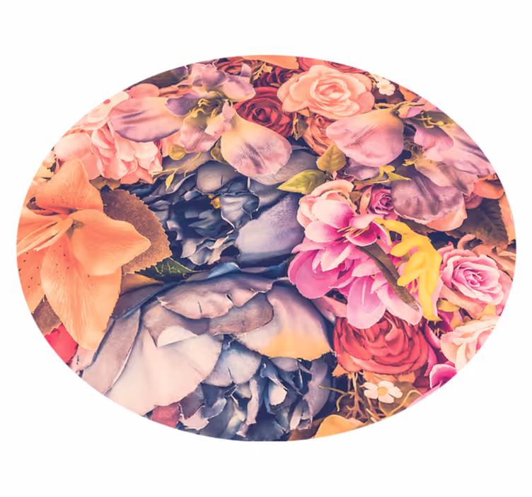 Bloemig rond arrangement vinyl tapijt bloemen en planten - TenStickers