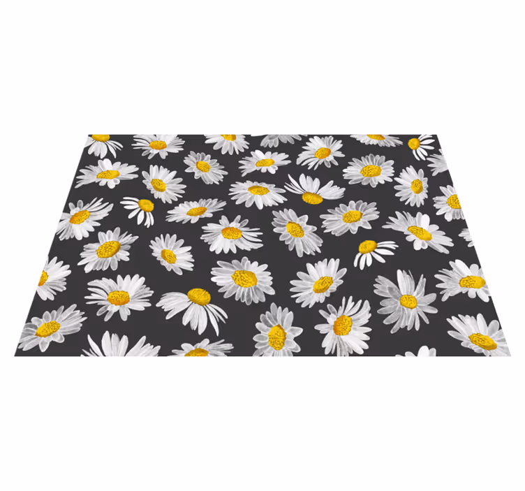 Madeliefje grijs motief vinyl tapijt bloemen en planten - TenStickers