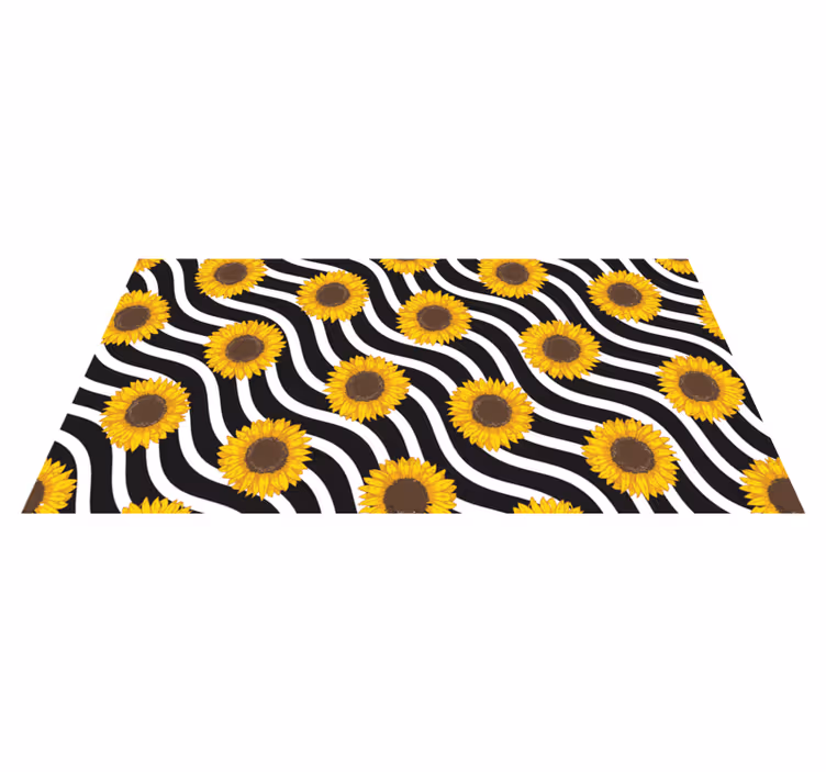 Zonnebloem golfpatroon vinyl tapijt bloemen en planten - TenStickers
