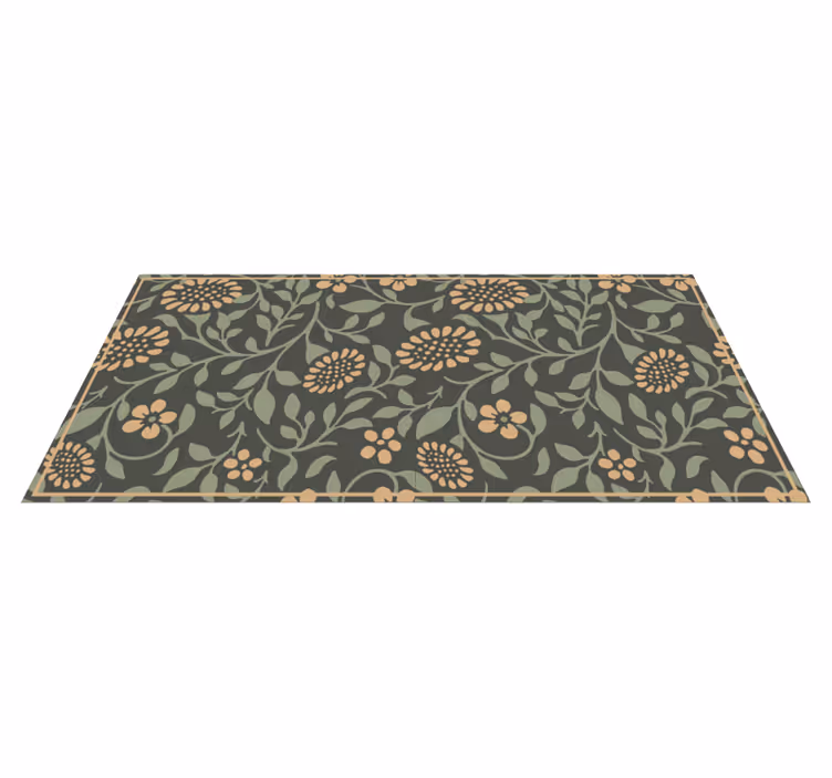 Zonnebloemgroen patroon vinyl tapijt bloemen en planten - TenStickers