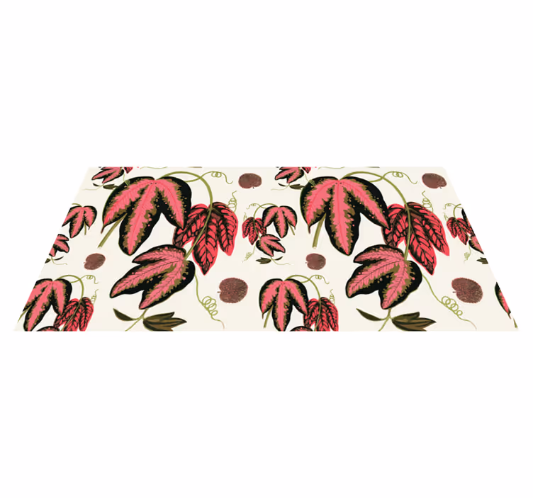 Roze bladpatroon vinyl tapijt bloemen en planten - TenStickers