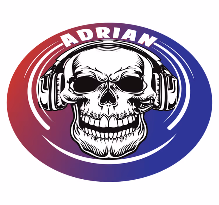 Vinyl vloerkleed met naam Videogame schedelmasker - TenStickers
