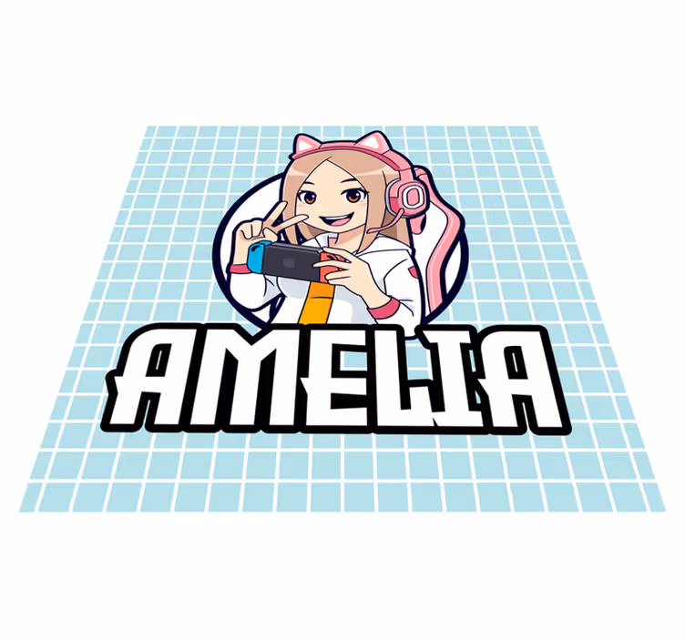 Gamemeisje met naam vinyl tapijt tiener - TenStickers