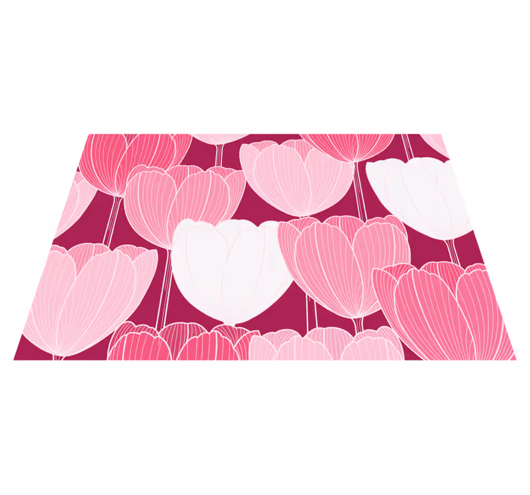 Roze tulp elementen vinyl tapijt bloemen en planten - TenStickers