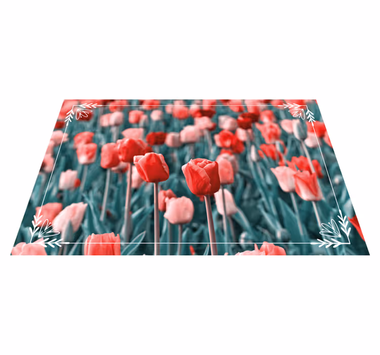 Tulpenveld scène vinyl tapijt bloemen en planten - TenStickers