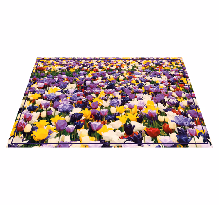 Vinyl tapijt bloemen en planten kleurrijke explosie - TenStickers