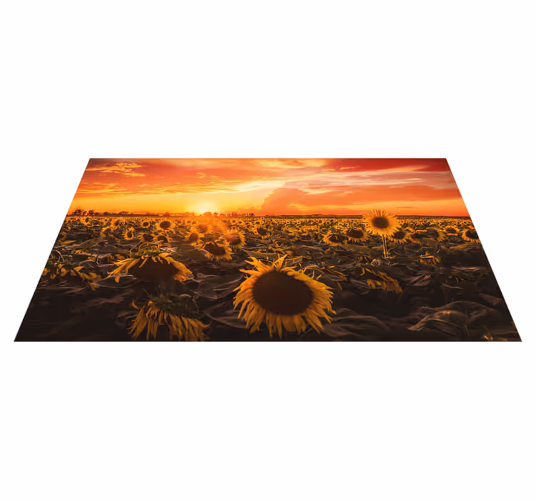 Vinyl tapijt bloemen en planten zonnebloem zonsondergang - TenStickers