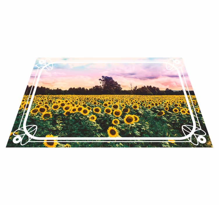 Zonnebloemveld scène vinyl tapijt natuur - TenStickers
