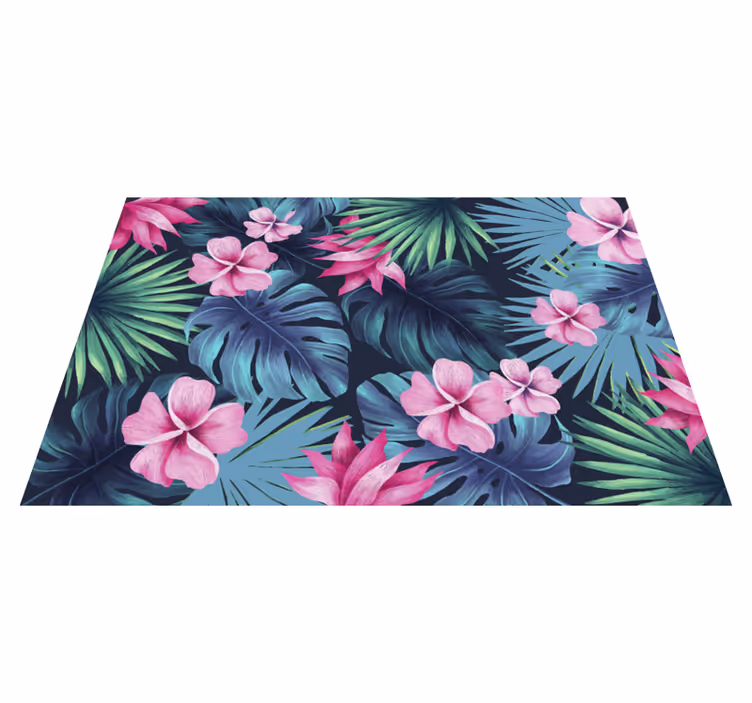 Tropisch bloemenmotief vinyl tapijt bloemen en planten - TenStickers