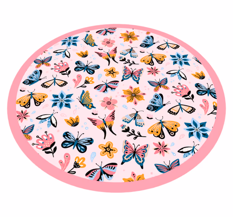 Levendig vlinderembleem vinyl tapijt kind - TenStickers