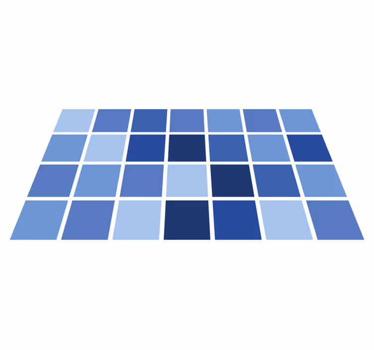 Blauw rasterpatroon vinyl tapijt badkamer - TenStickers