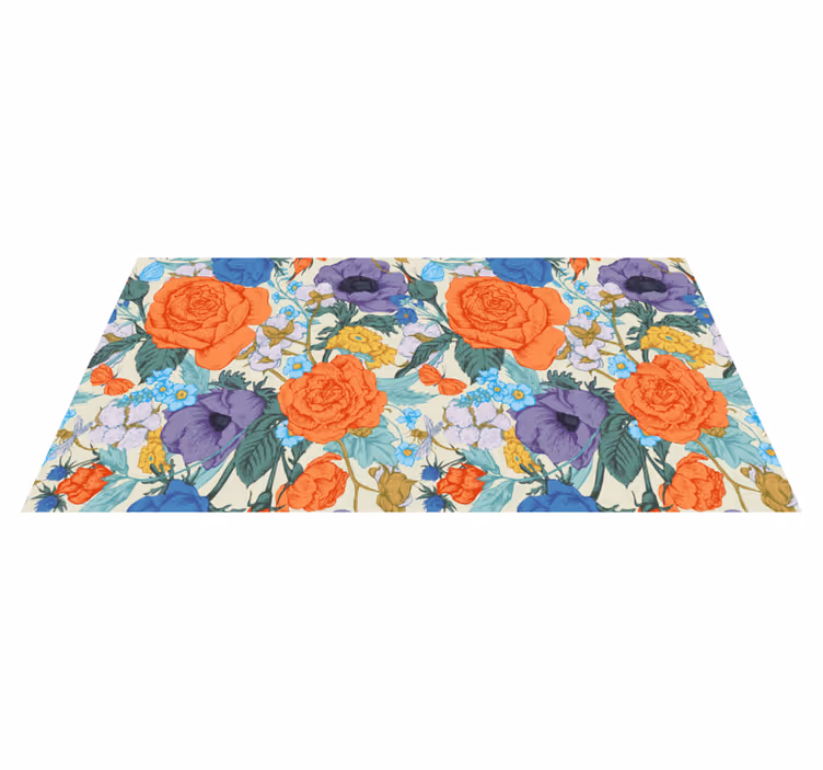 Levendige bloemencompositie vinyl tapijt bloemen en planten - TenStickers
