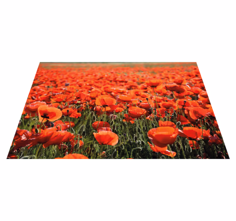 Levendige rode klaprozen vinyl tapijt bloemen en planten - TenStickers