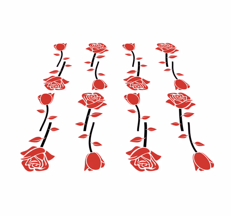 Rode rozenpatronen vinyl tapijt bloemen en planten - TenStickers