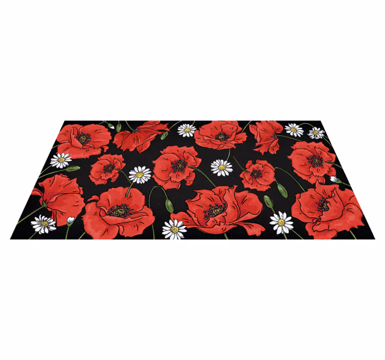 Levendige bloemenillustratie vinyl tapijt bloemen en planten - TenStickers