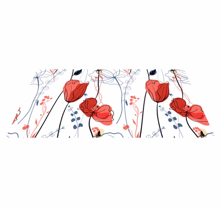 Karmozijnrode bloesem gratie vinyl tapijt bloemen en planten - TenStickers