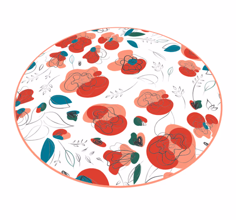 Bloeiend bloemenelement vinyl tapijt bloemen en planten - TenStickers