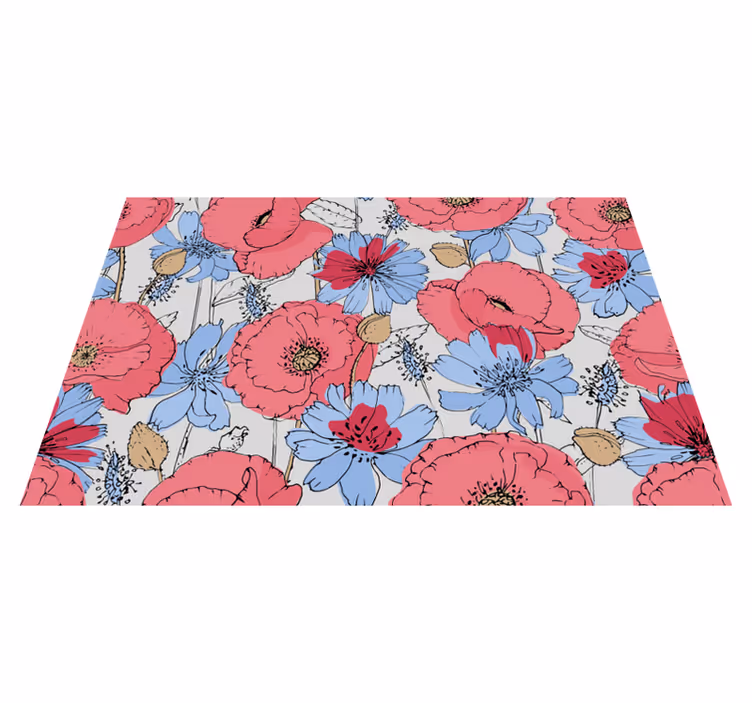 Vinyl tapijt bloemen en planten levendige botanische print - TenStickers
