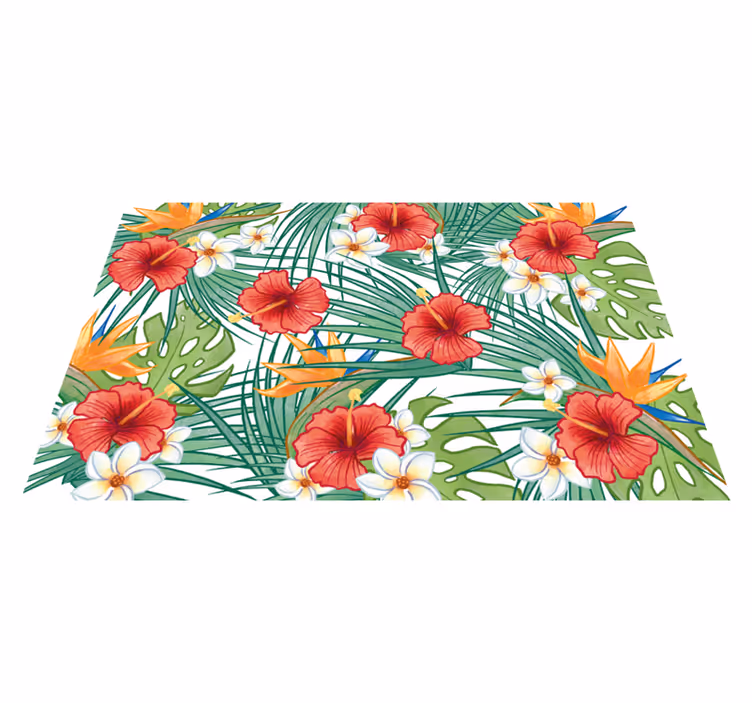 Tropisch bloementhema vinyl tapijt bloemen en planten - TenStickers