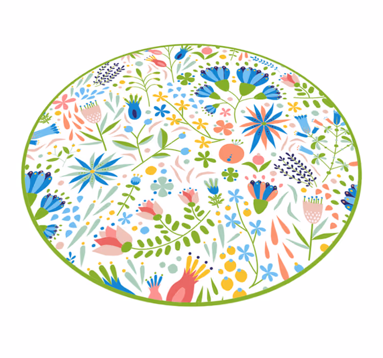 Bloemenpatronen verrukken vinyl vloerkleed rond - TenStickers