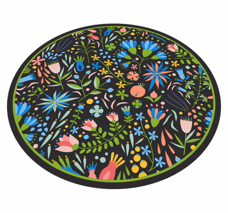 Levendige botanische print vinyl tapijt bloemen en planten - TenStickers