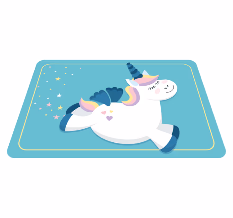 Schattige eenhoorn galopperen vinyl tapijt kind - TenStickers