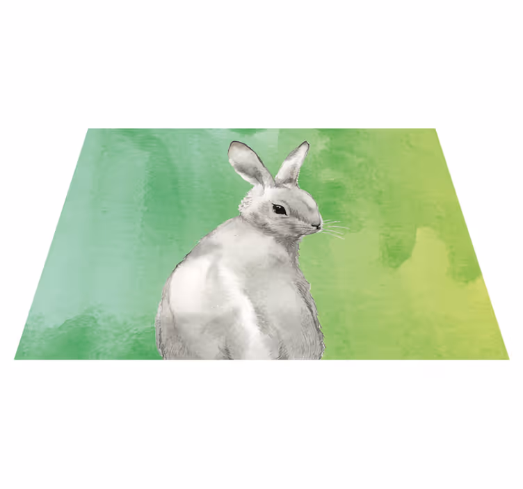 Konijn groene achtergrond dieren vinyl tapijt - TenStickers
