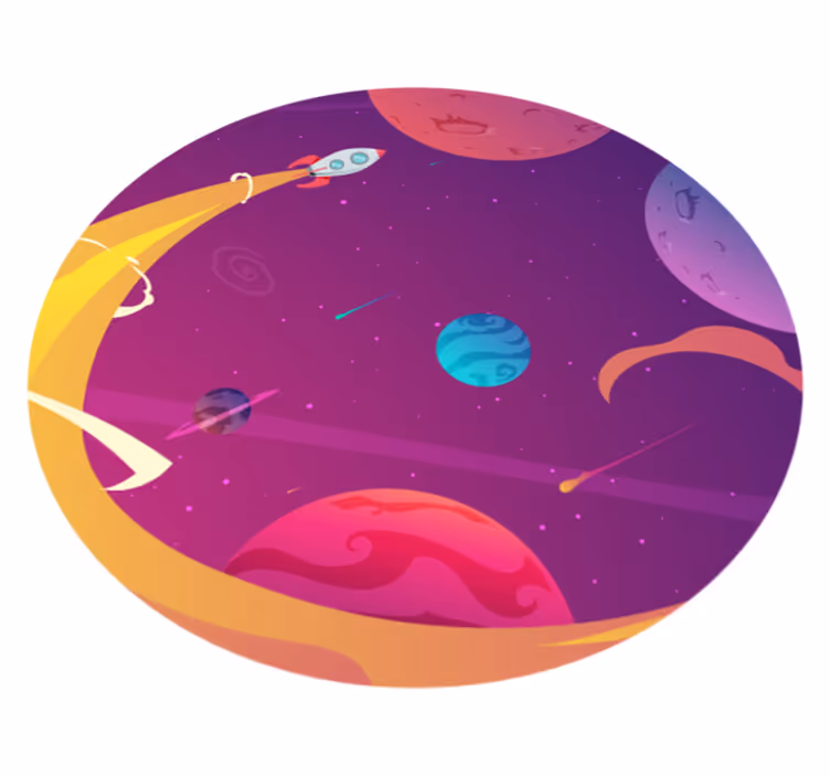 Kosmische raketreis vinyl tapijt sterren - TenStickers