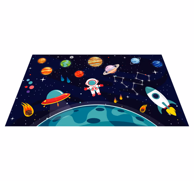 Kosmische expeditie-instelling vinyl tapijt sterren - TenStickers