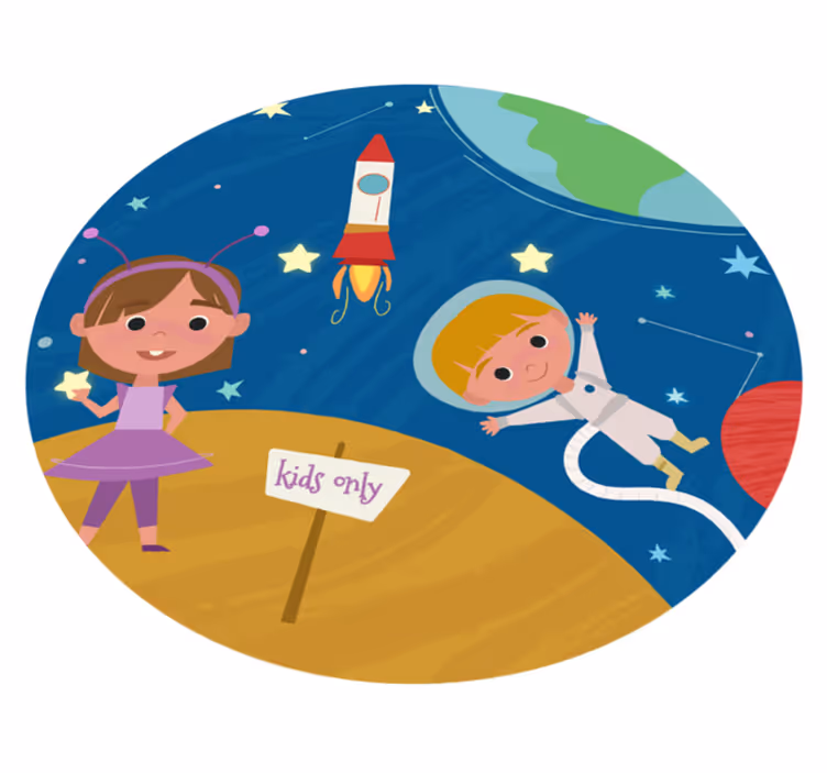 Ruimteavontuurplezier vinyl tapijt spel - TenStickers