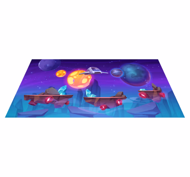Intergalactisch avontuur vinyl tapijt voor meer kinderen - TenStickers
