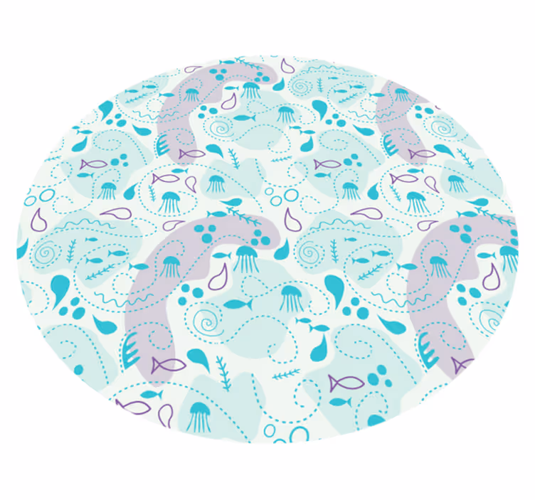 Oceanische golfpatronen vinyl tapijt badkamer - TenStickers