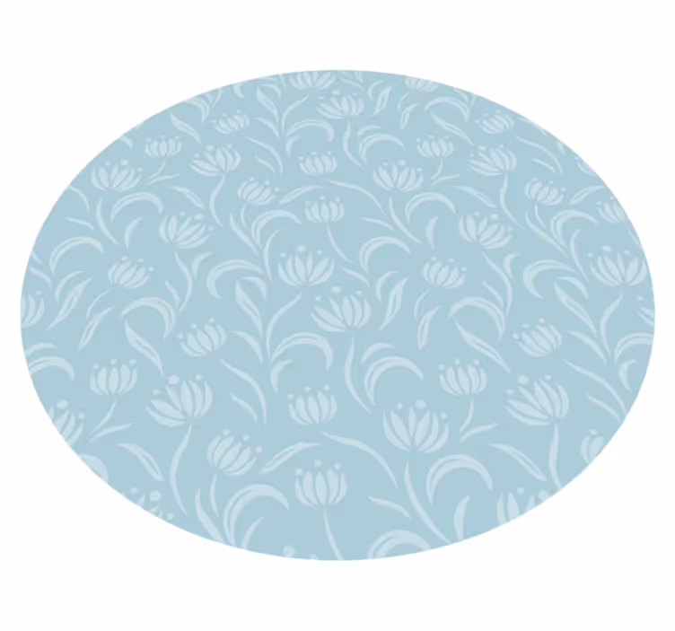 Blauw zacht patroon vinyl tapijt bloemen en planten - TenStickers