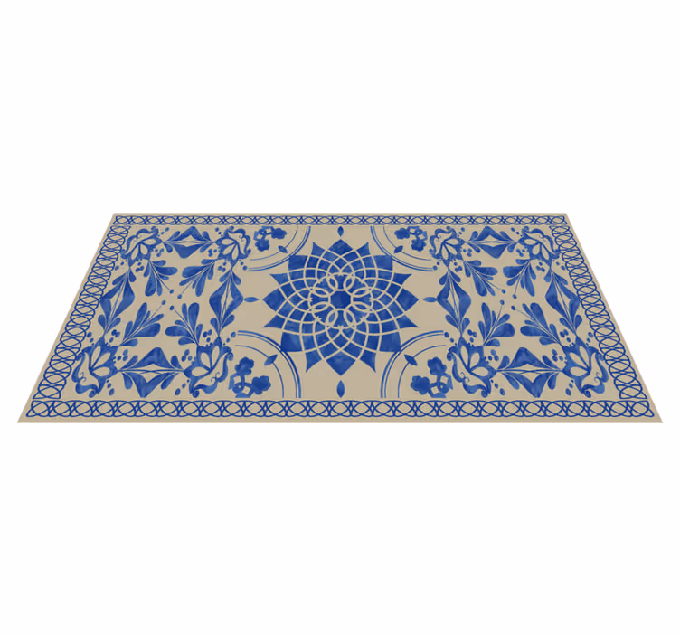 Complex botanisch motief vinyl tapijt mandala - TenStickers