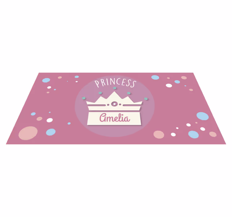 Prinsessenkroon kunst vinyl tapijt met naam - TenStickers