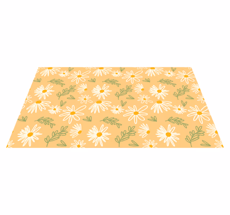 Vrolijk madeliefjespatroon vinyl tapijt bloemen en planten - TenStickers
