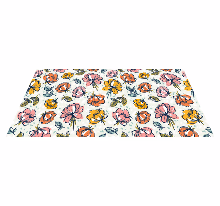 Bloeiende tuinontwerp vinyl tapijt bloemen en planten - TenStickers
