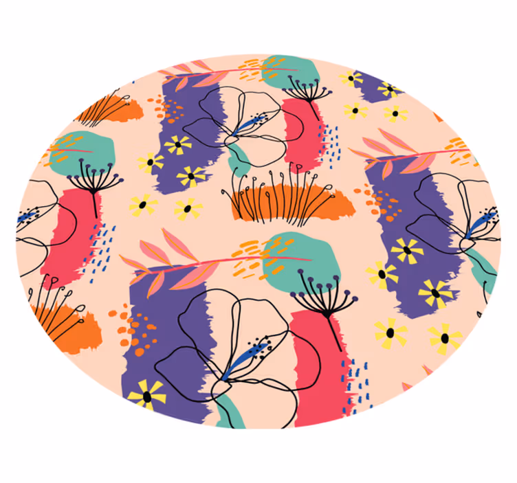 Heldere bloemenmotieven vinyl tapijt bloemen en planten - TenStickers