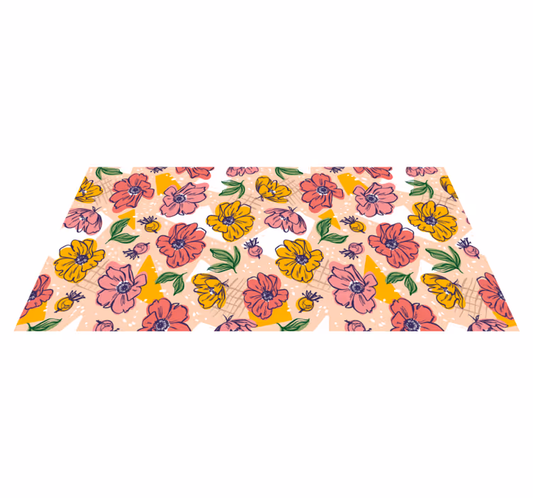 Vinyl tapijt bloemen en planten kleurrijke bloemmotieven - TenStickers