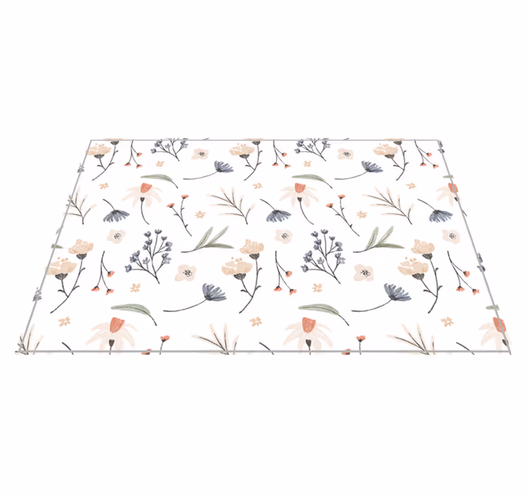 Bloemig botanisch element vinyl tapijt woonkamer - TenStickers