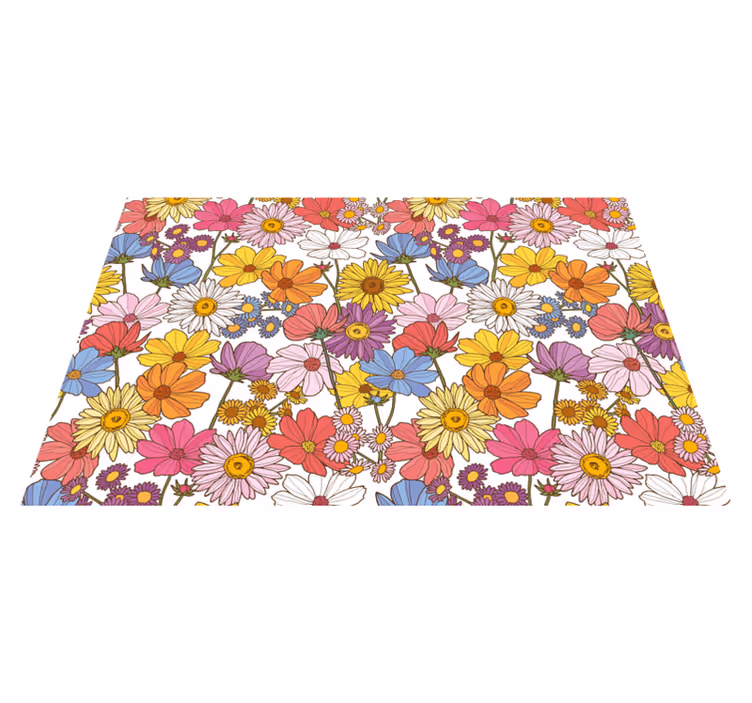 Levendige bloemenpracht vinyl tapijt bloemen en planten - TenStickers