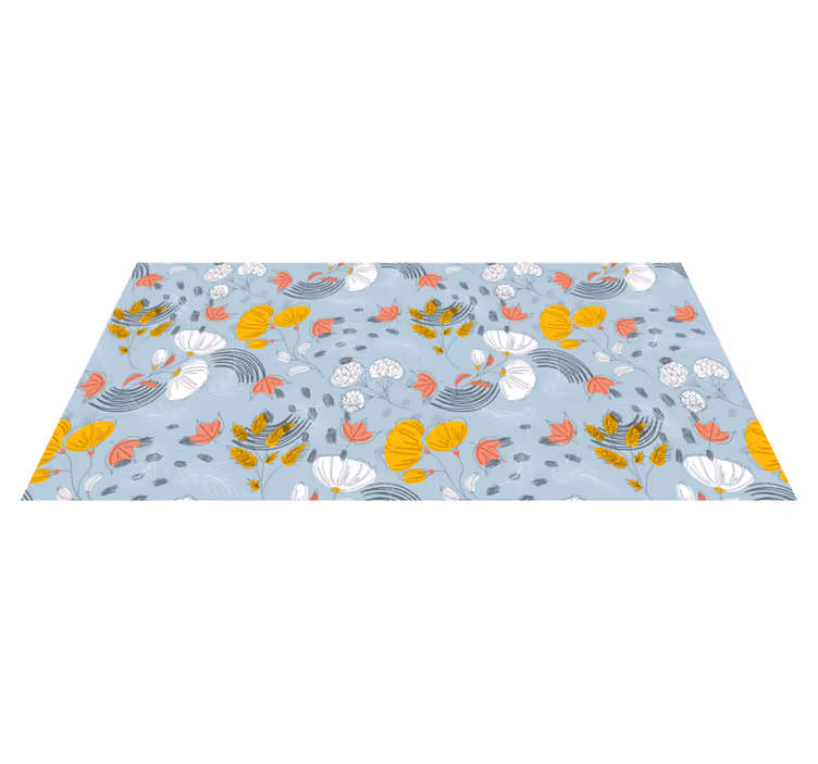 Blauw patroon bloei vinyl tapijt bloemen en planten - TenStickers